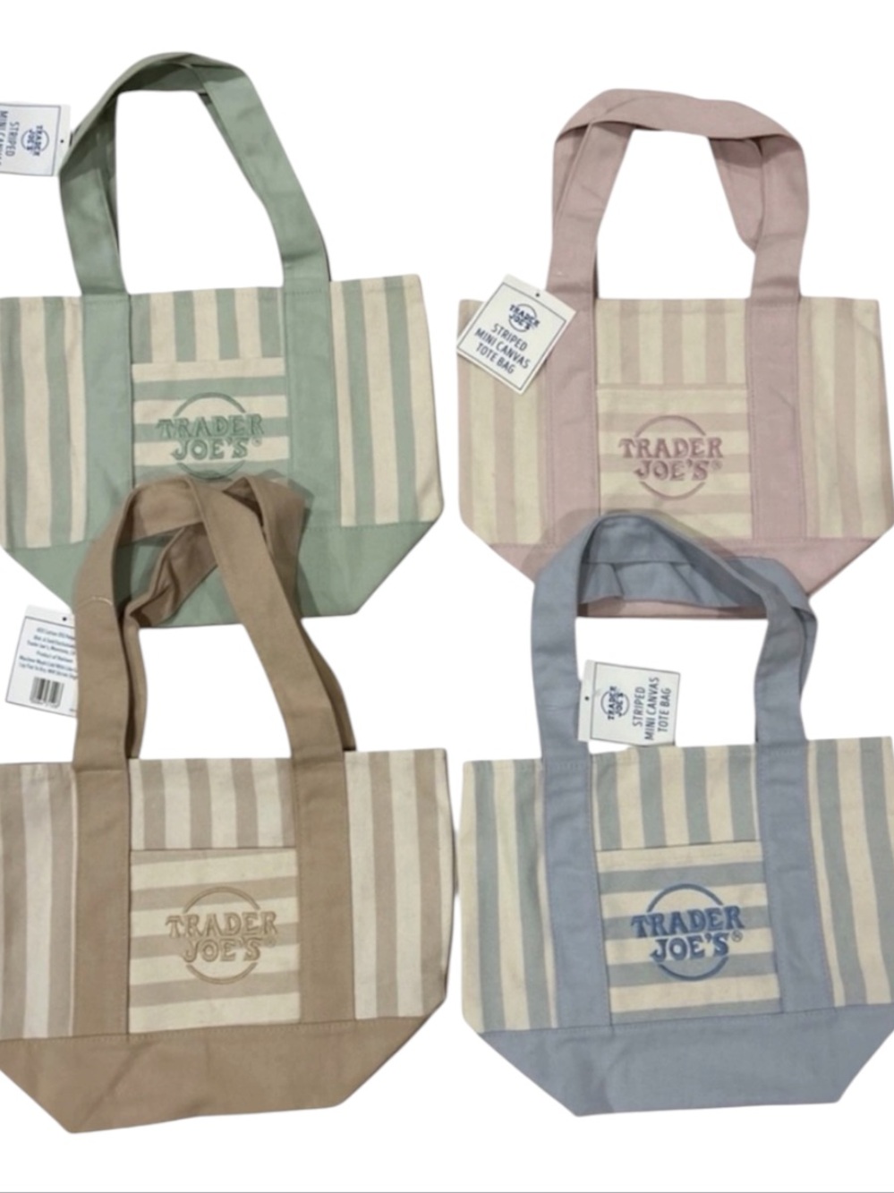Trader Joe’s Striped Canvas Tote Bag mini bundle of 4